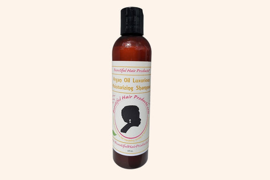Argan Moisture Protect Shampoo 8oz bottle sulfate-free with gold and cream label for medium porosity hair protection