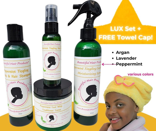 LUX SETS  Shampoo Conditioner Spray & Oil + FREE Towel Cap