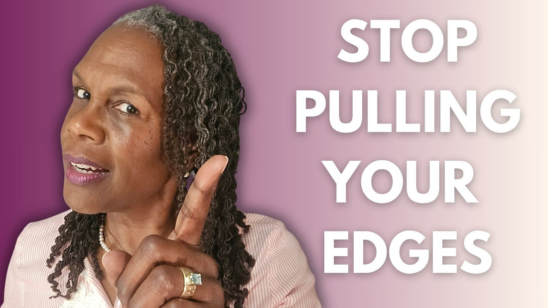 Mid-aged Black woman with gray Sisterlocks in grocery store produce section, healthy natural hair, soft lighting