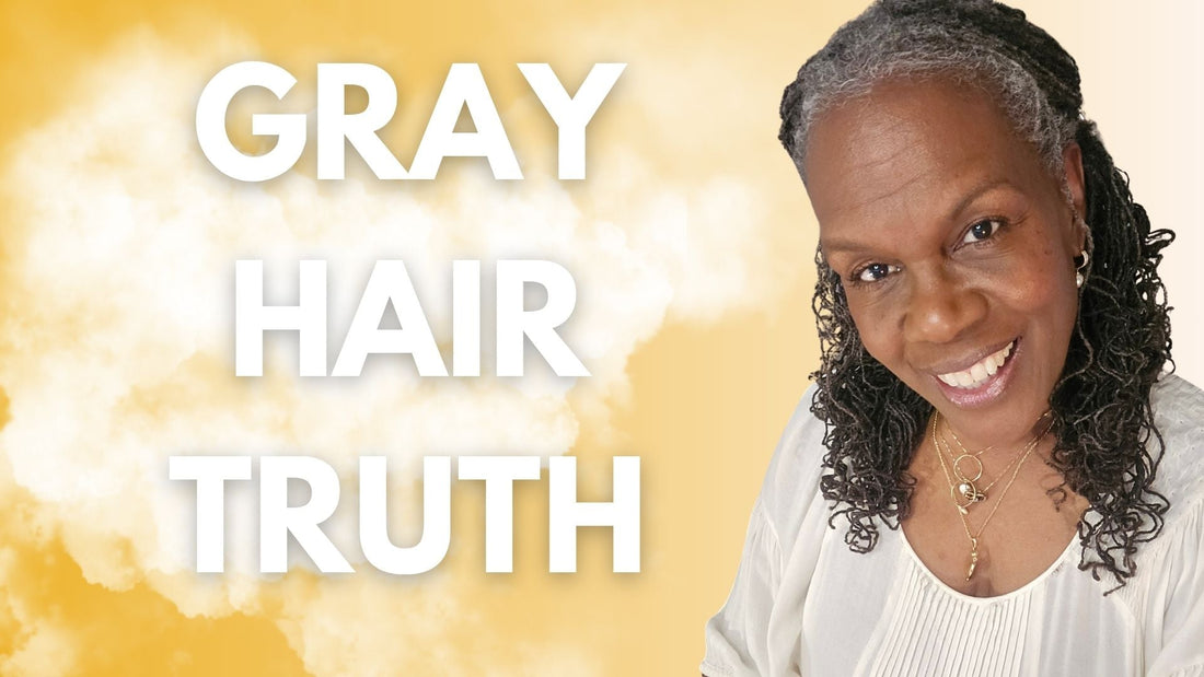 Woman with gray Sisterlocks demonstrating hydration routine for healthy, moisturized locs