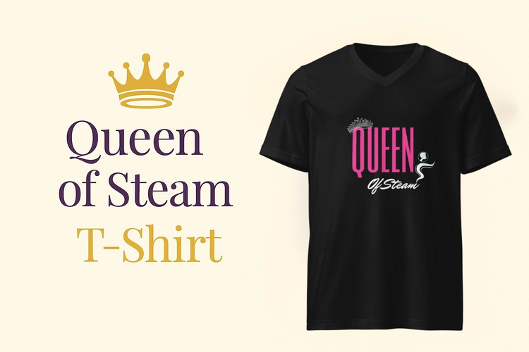 Queen of Steam T-Shirt with royal crown design and comfortable fit for hair care enthusiasts