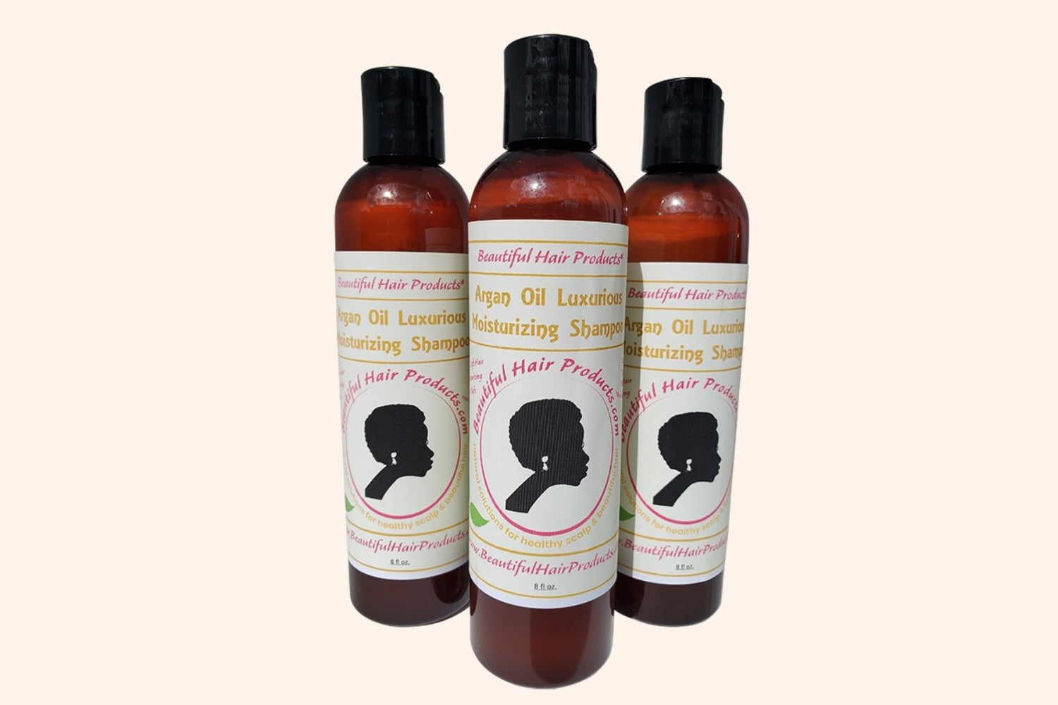 3 bottles of Argan Moisture Protect Shampoo 8oz bottle sulfate-free with gold and cream label for medium porosity hair protection