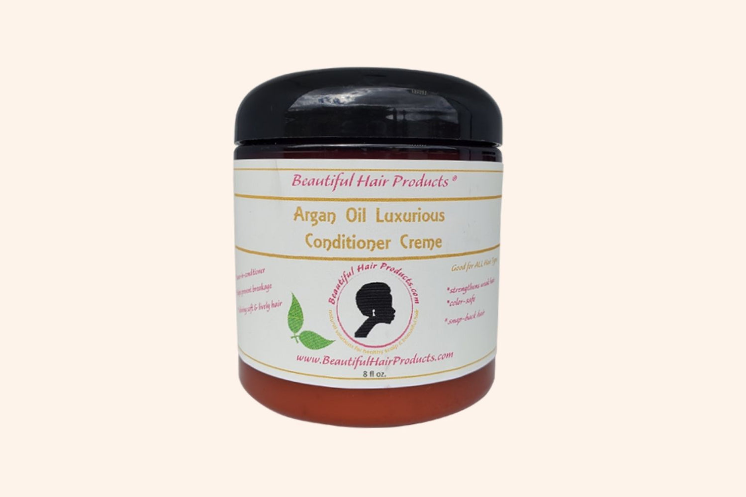 Argan Rescue & Restore Conditioner Cream 8oz jar with gold and cream label for damaged hair deep treatment