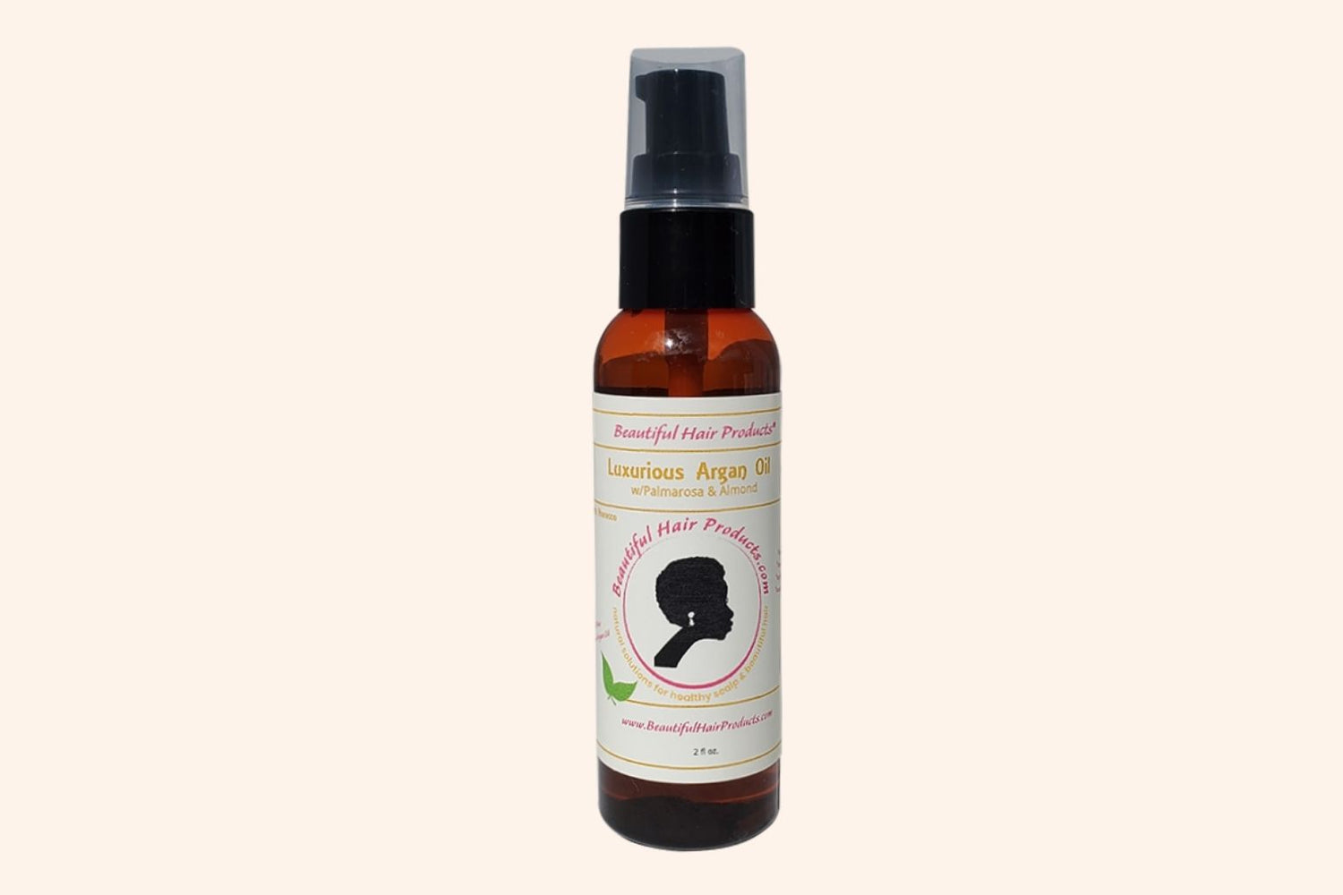 Argan Scalp Renewal Growth Oil 2oz bottle with gold and cream label for pure argan oil hair growth treatment