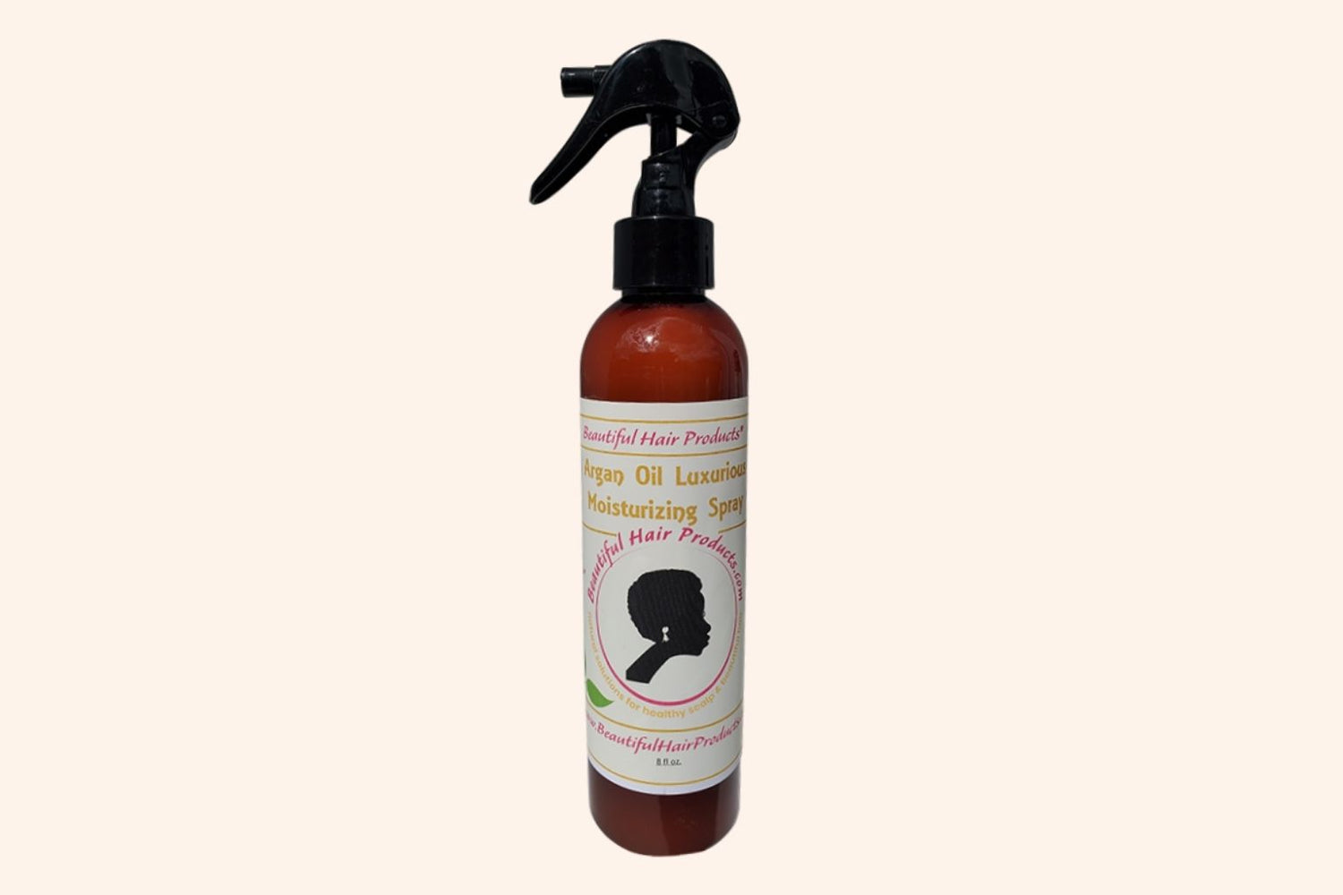 Argan Shine Revival Leave-In Mist bottle, 8oz with gold and cream label featuring argan for medium porosity shine enhancement
