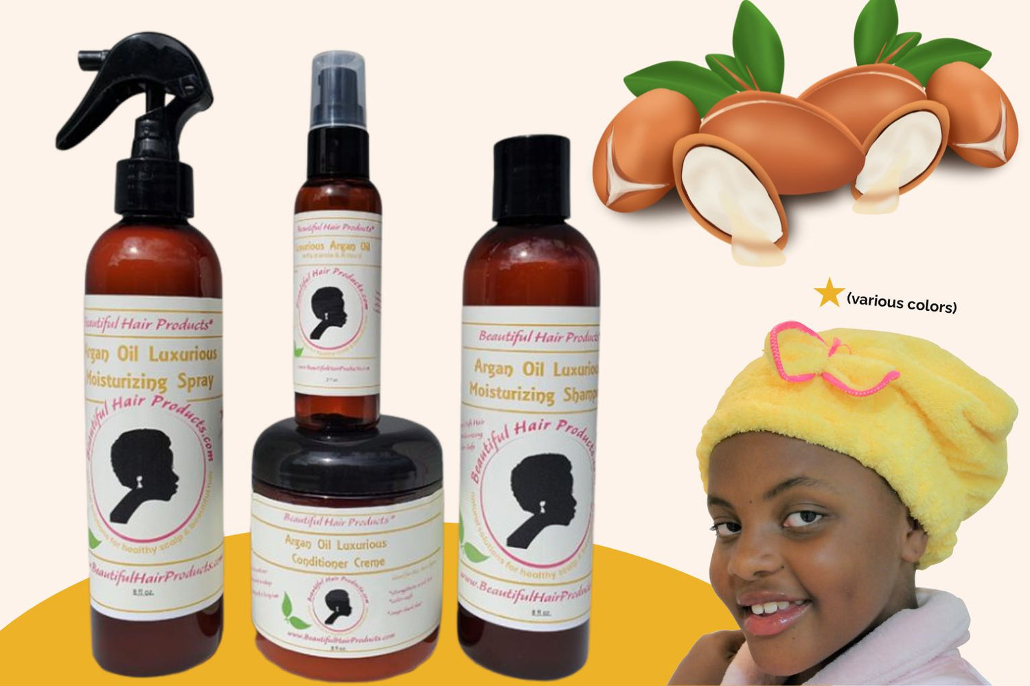 Argan Simple Start Hydration Kit with argan products and towel cap for beginner-friendly medium porosity hair care