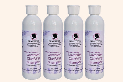 Four bottles of sulfate-free Lavender Clarifying Shampoo for Sisterlocks and high porosity hair