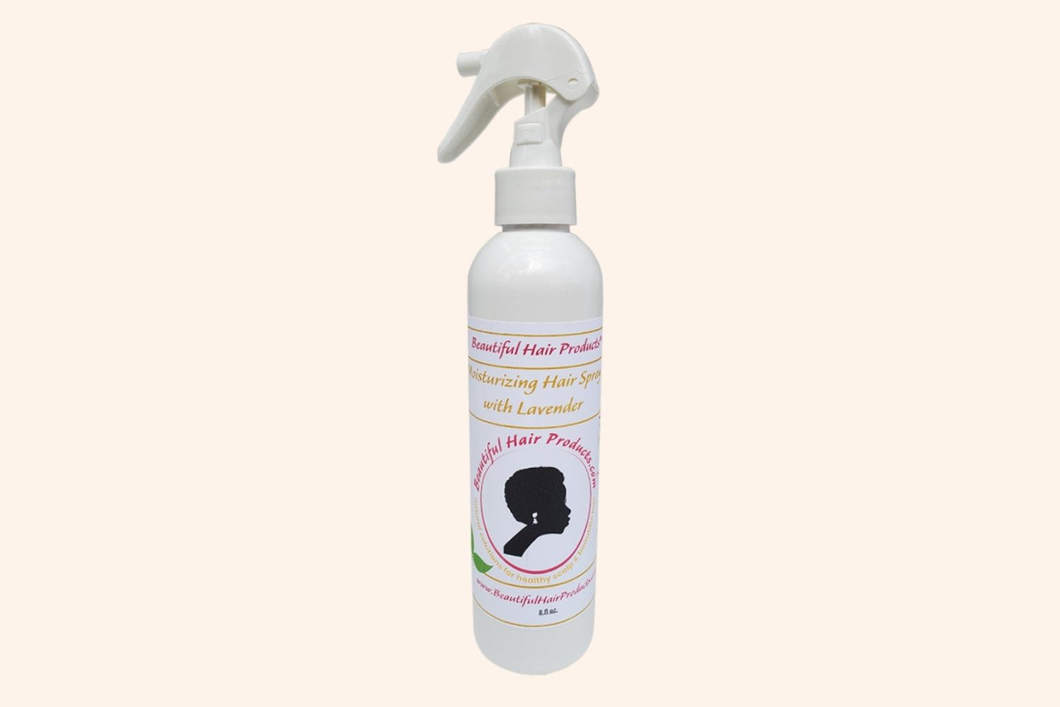 Lavender Daily Moisture Mist bottle, 8oz with purple and cream label featuring lavender for Sisterlocks therapeutic care