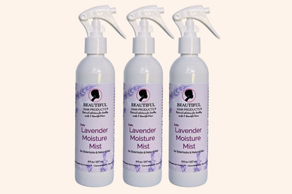 Three bottles of Lavender Daily Moisture Mist for high porosity Sisterlocks