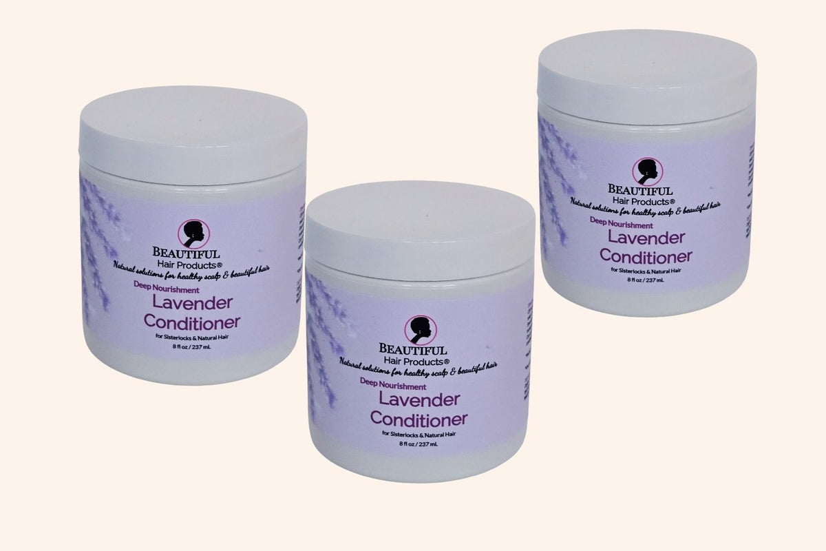 Three jars of Lavender Deep Conditioning Whip for high porosity Sisterlocks