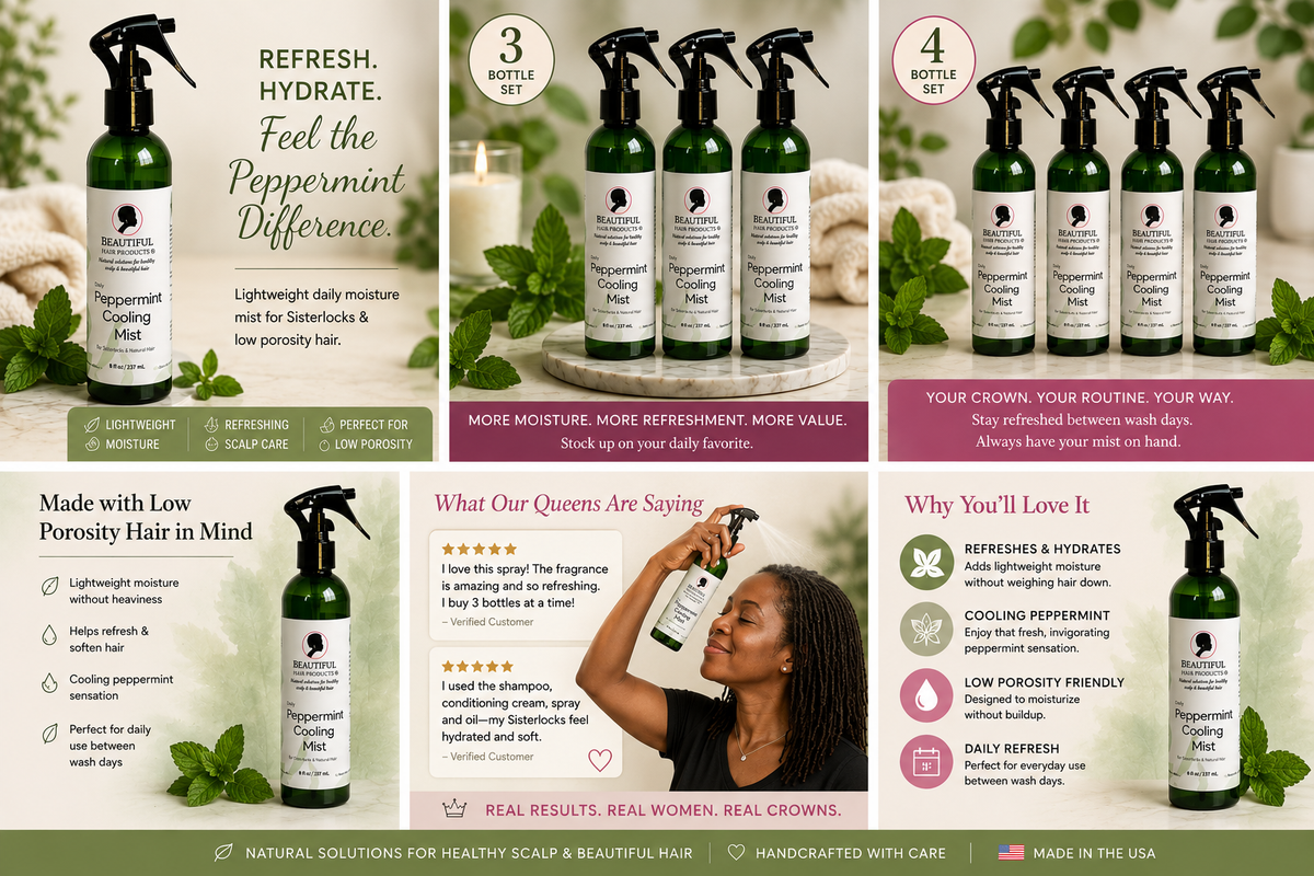 Peppermint Daily Cooling Moisture Mist for Sisterlocks & Low Porosity Hair