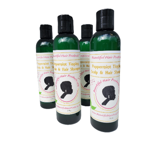 Four bottle bundle of Peppermint Clarifying Shampoo, 8oz sulfate-free value pack for low porosity hair care

