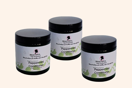 Three jars of Peppermint Deep Conditioning Cream for low porosity Sisterlocks