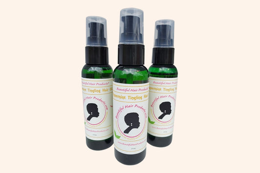 Three bottles of Peppermint Hair Growth Oil 2oz bottle with green and cream label for stimulating scalp treatment