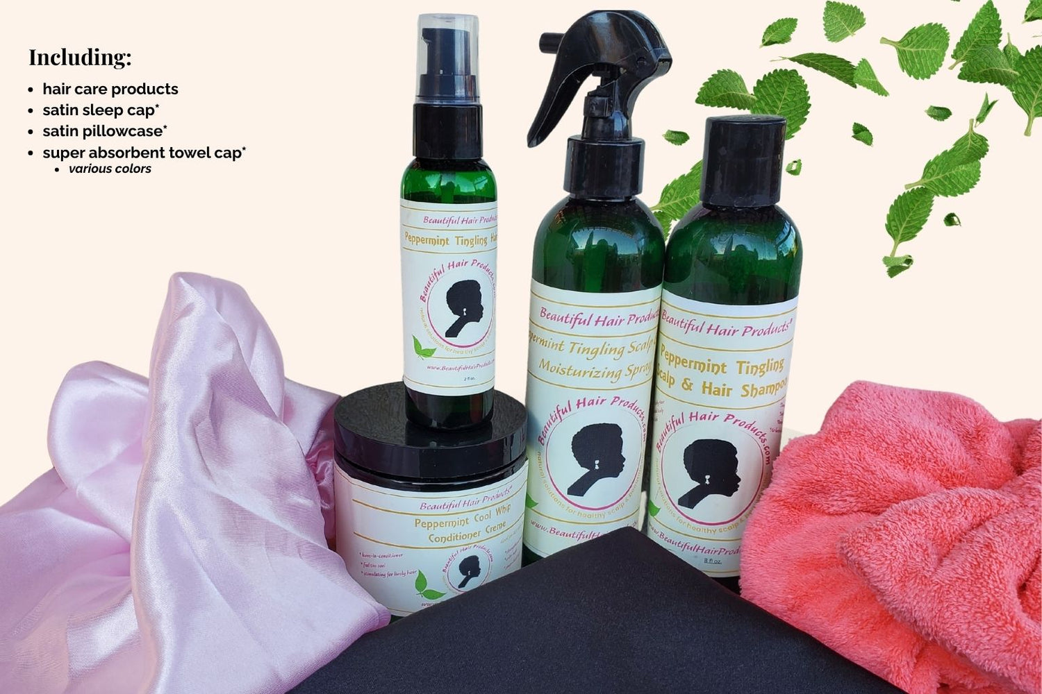 Peppermint Refresh & Grow Essentials Kit with multiple peppermint products for premium natural hair care and scalp stimulation