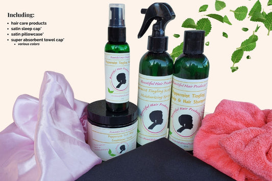 Peppermint Refresh & Grow Essentials Kit with multiple peppermint products for premium natural hair care and scalp stimulation