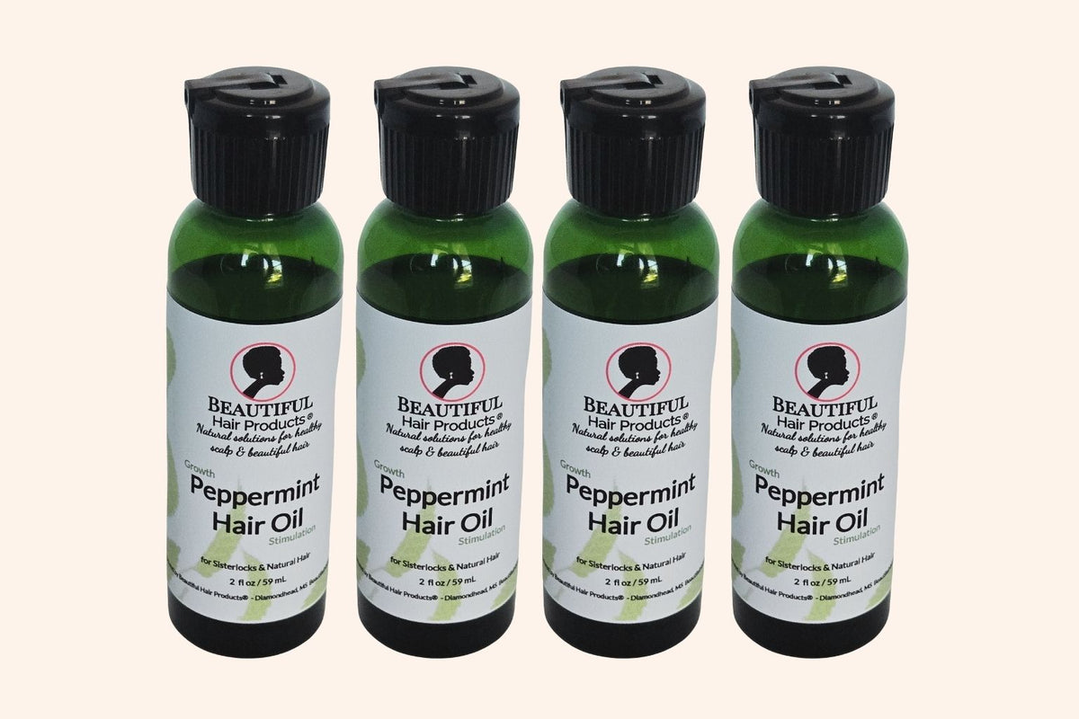 Four bottles of Peppermint Scalp and Hair Oil for Sisterlocks and natural hair