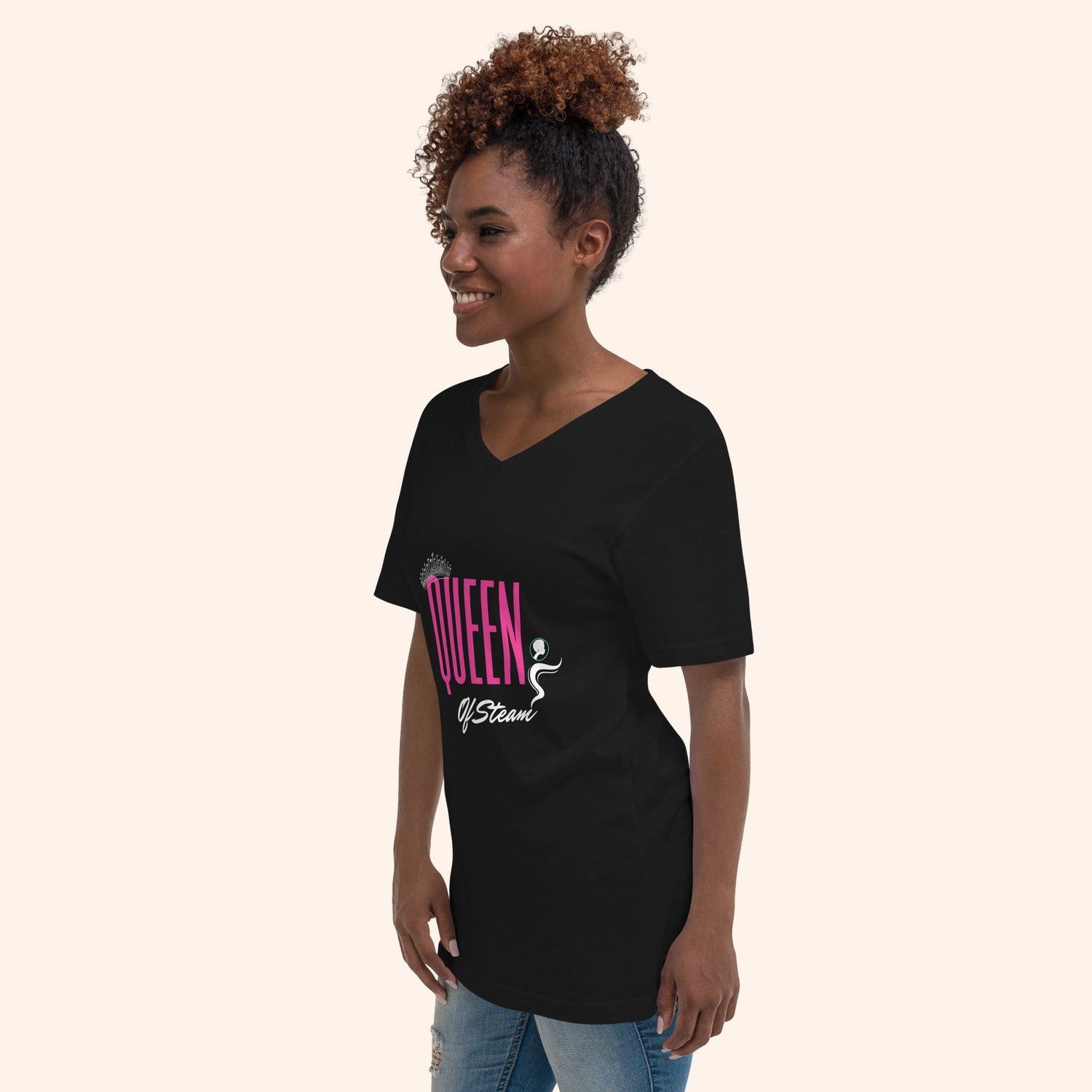 Queen of Steam T-Shirt, black tee with royal crown design and comfortable fit for hair care enthusiasts
