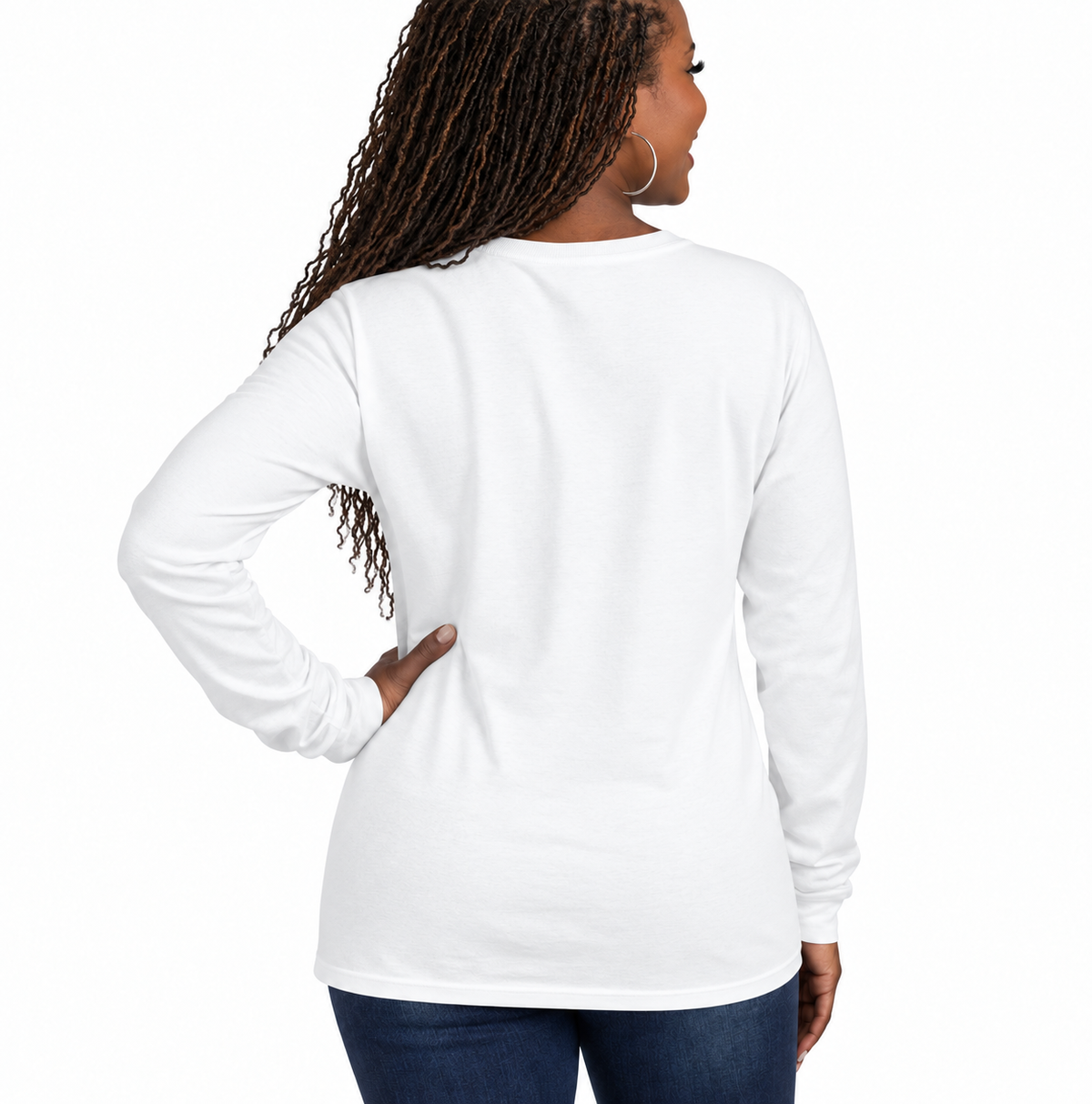 Queen of Steam white long-sleeve crew neck T-shirt with pink and black graphic.