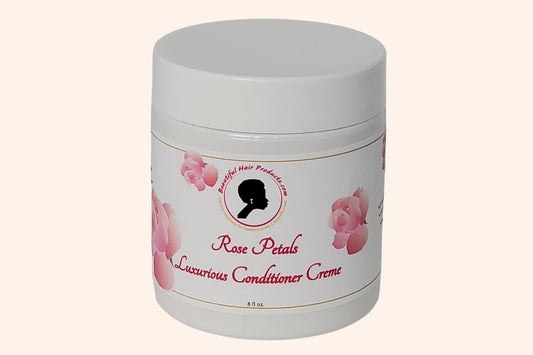 Rose Petals Deep Conditioner 8oz jar with pink and cream label for intensive medium porosity hair treatment