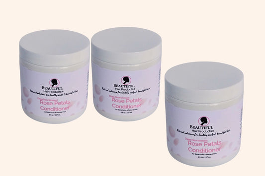 Three jars of Rose Petals Deep Conditioner for Sisterlocks and medium porosity hair