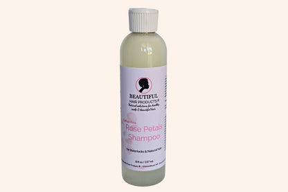 Beautiful Hair Products Rose Petals Sulfate-Free Shampoo for Sisterlocks and natural hair, 8 fl oz bottle.