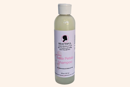 Beautiful Hair Products Rose Petals Sulfate-Free Shampoo for Sisterlocks and natural hair, 8 fl oz bottle.