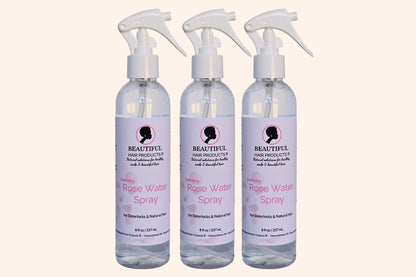 Three bottles of Beautiful Hair Products Rose Water Hydrating Spray for Sisterlocks.