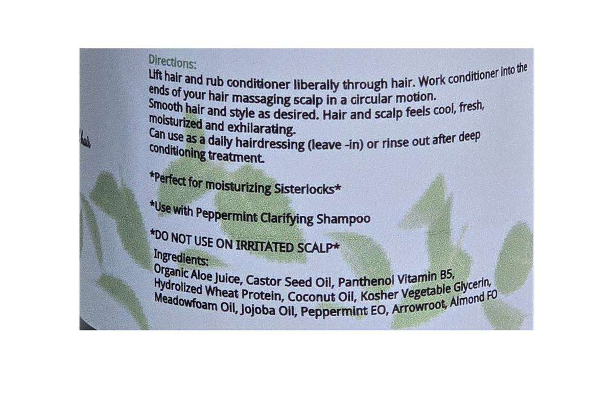 Peppermint Deep Conditioning Cream for Sisterlocks & Low Porosity Hair