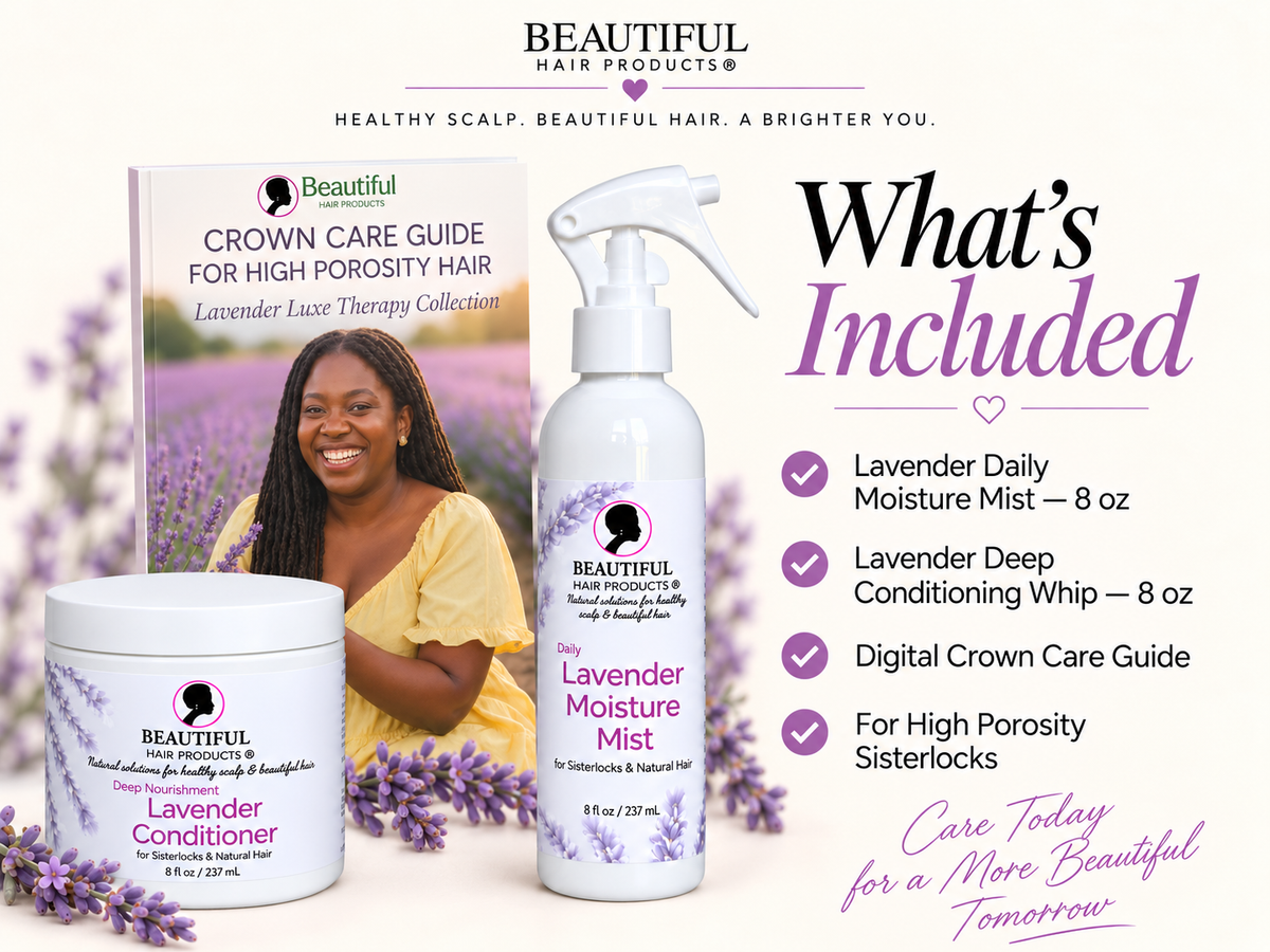 What's included in the Lavender Luxe Discovery Kit with Lavender Daily Moisture Mist, Lavender Deep Conditioning Whip, and high porosity Crown Care Guide.