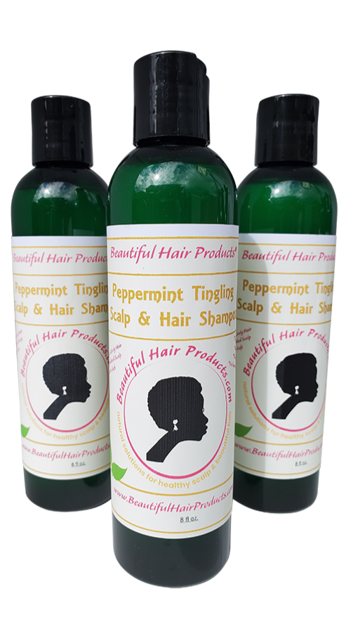 Three bottles of Peppermint Clarifying Shampoo bundle, 8oz sulfate-free formula pack for low porosity hair
