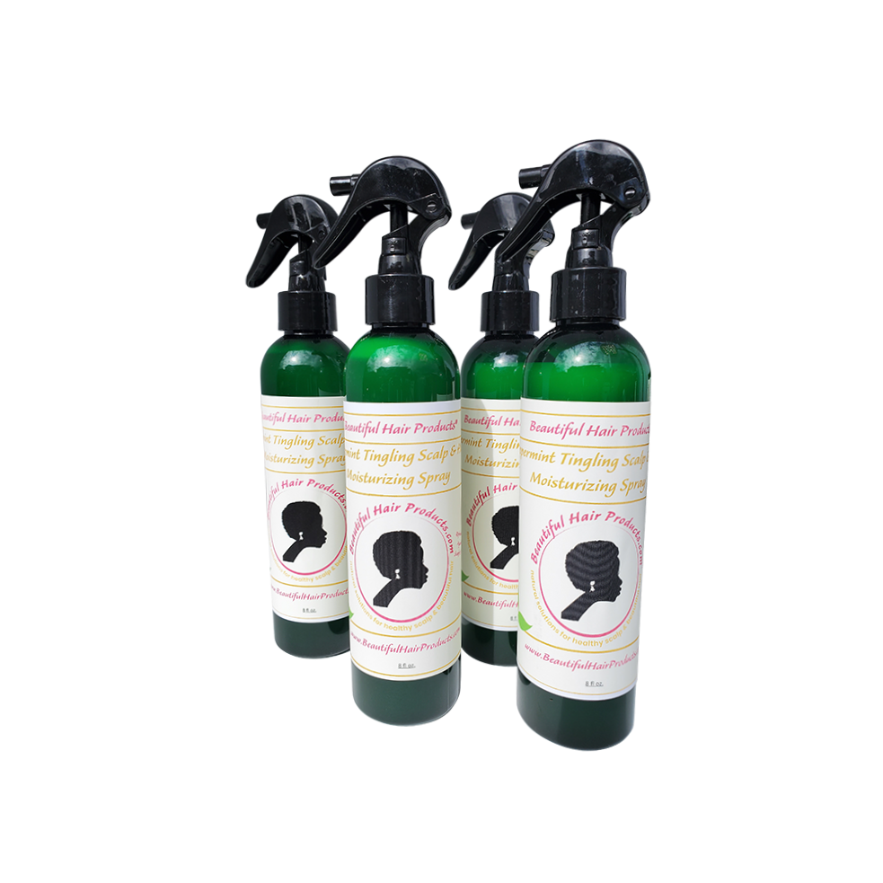 Four bottle bundle of Peppermint Daily Cooling Mist for Sisterlocks hair care, bulk pack
