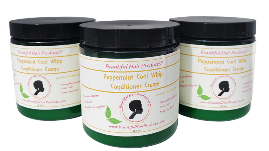 Three jars of Peppermint Deep Conditioning Cream bundle, 8oz replenishing treatment pack for low porosity hair

