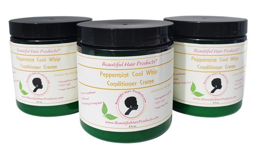 Three jars of Peppermint Deep Conditioning Cream bundle, 8oz replenishing treatment pack for low porosity hair
