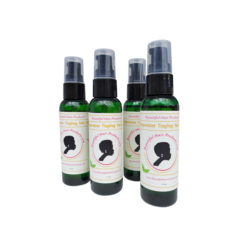 Four bottle bundle of Peppermint Hair Growth Oil, 2oz scalp treatment value pack for Sisterlocks
